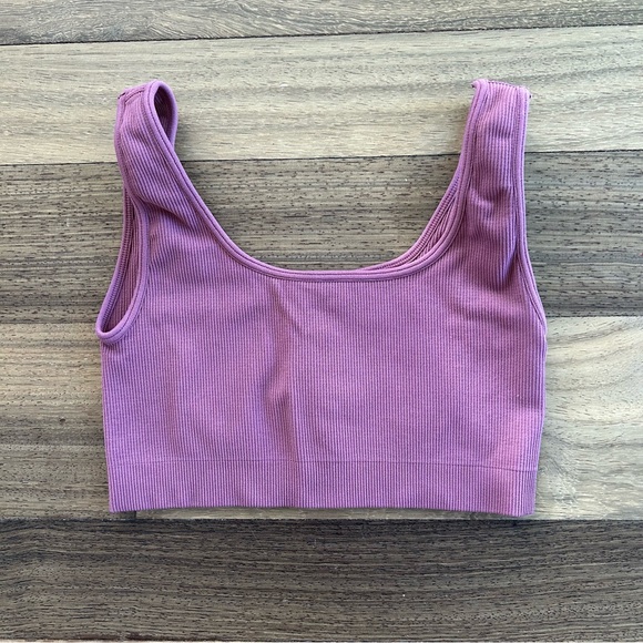 Set Active Pink Ribbed Top - Picture 2 of 3